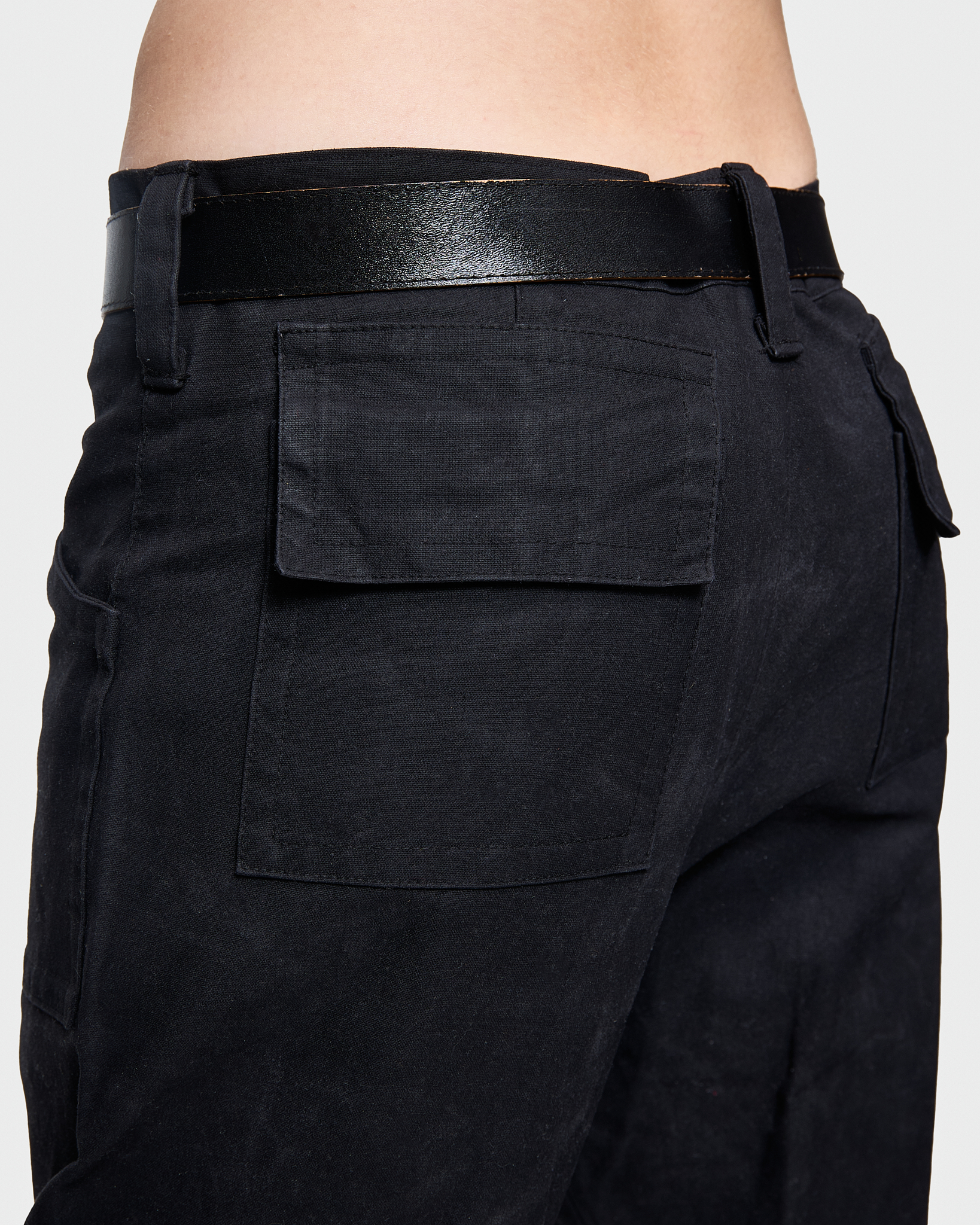 - Slim fit with bootcut leg pants<br />- No side seam<br />- Croco 3-D leather patches
