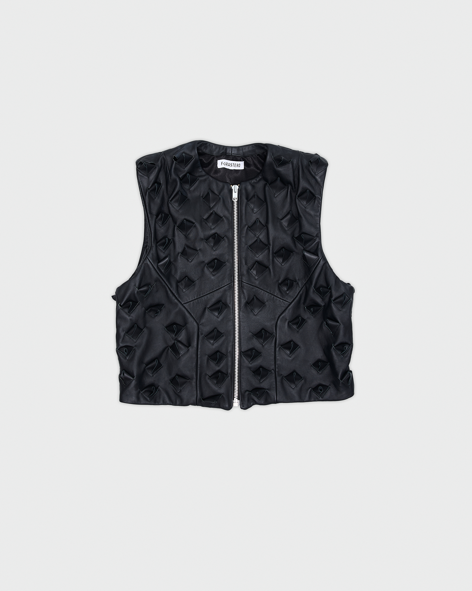 - Leather vest<br />- Oversized fit<br />- Croco 3-D leather are applied all over the vest